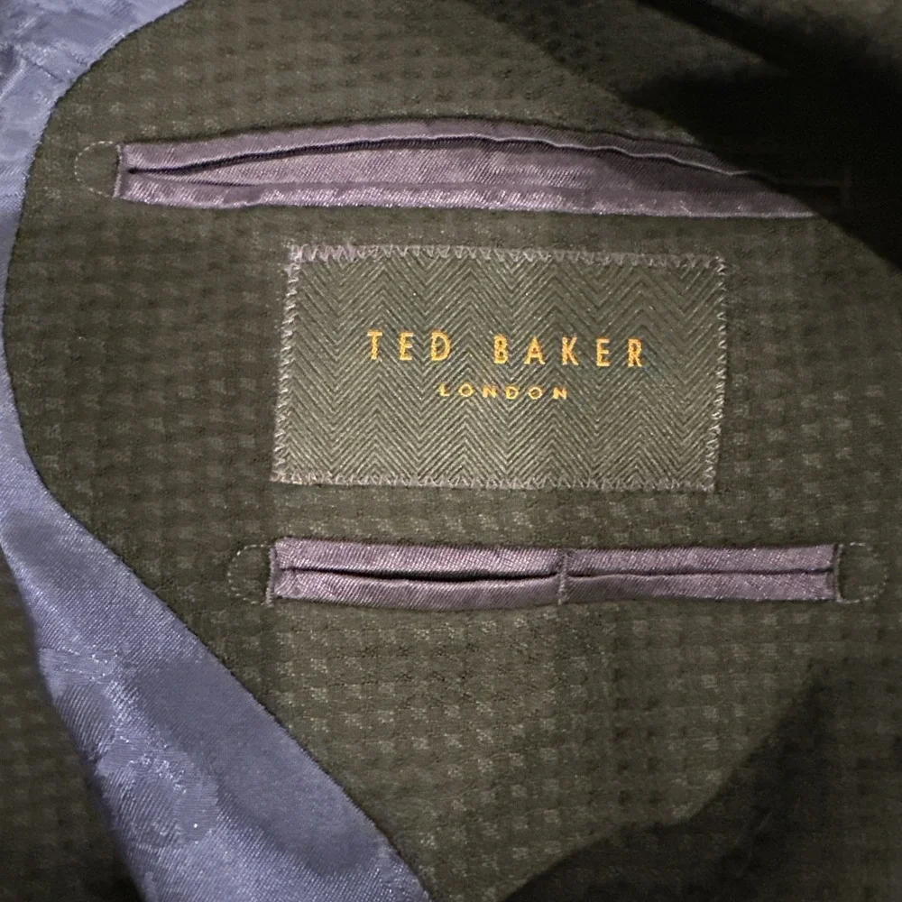 Ted Baker 46R Black Square Textured Check Soft Shoulder Blazer Jacket Sport Coat